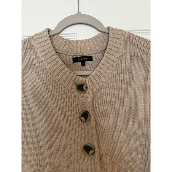 Quince 100% Organic Cotton Cropped Cardigan Small Cement Marl Airy Layer Cozy - Picture 5 of 12